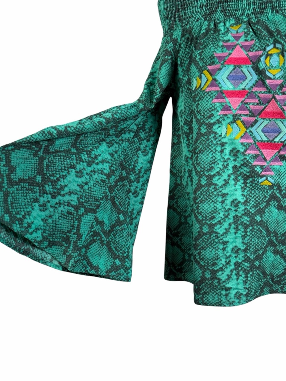 Judith March Green Off-Shoulder Embroidered Tunic - Picture 8 of 11